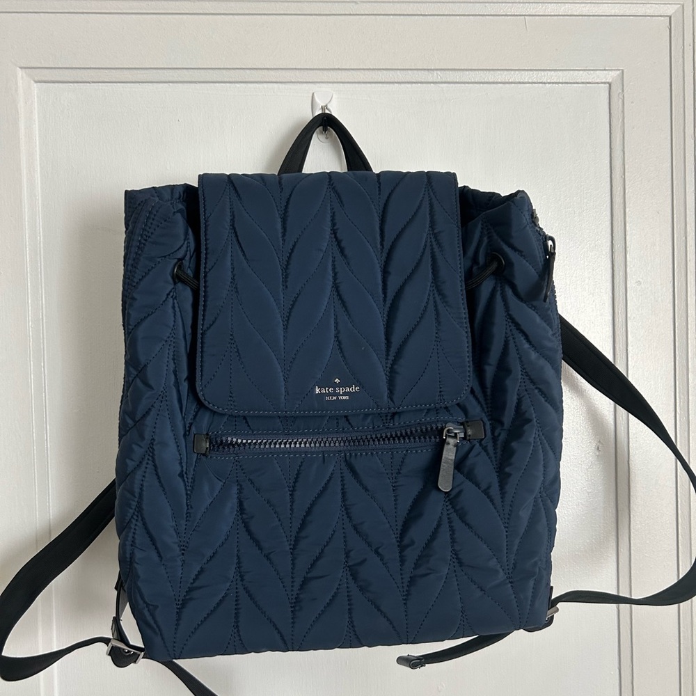 kate spade quilted deep blue backpack